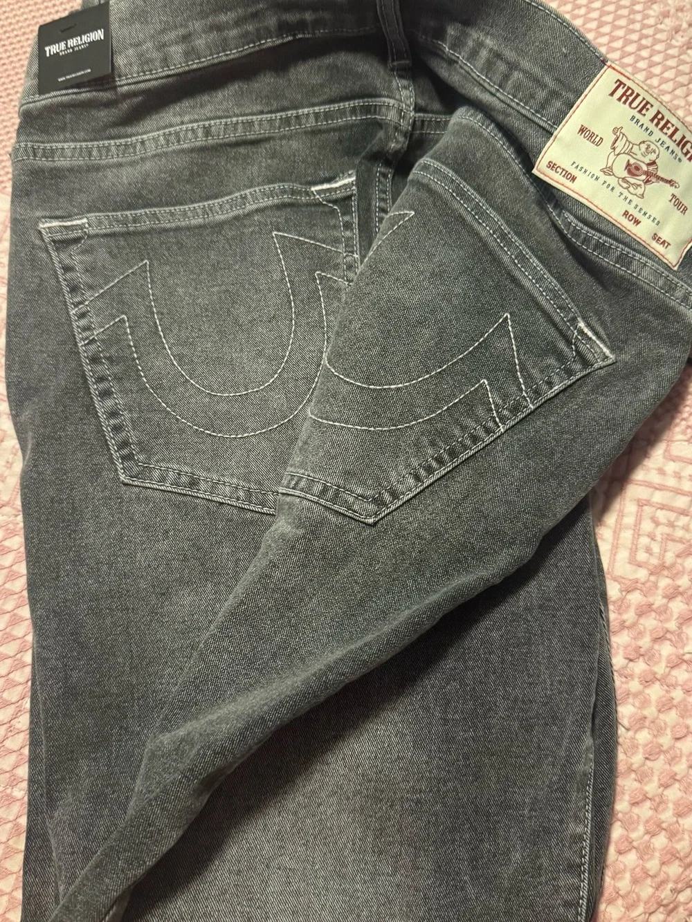 True Religion Men's Jeans Size 34 Grey Phantom Wash Ricky Straight Leg - NWT